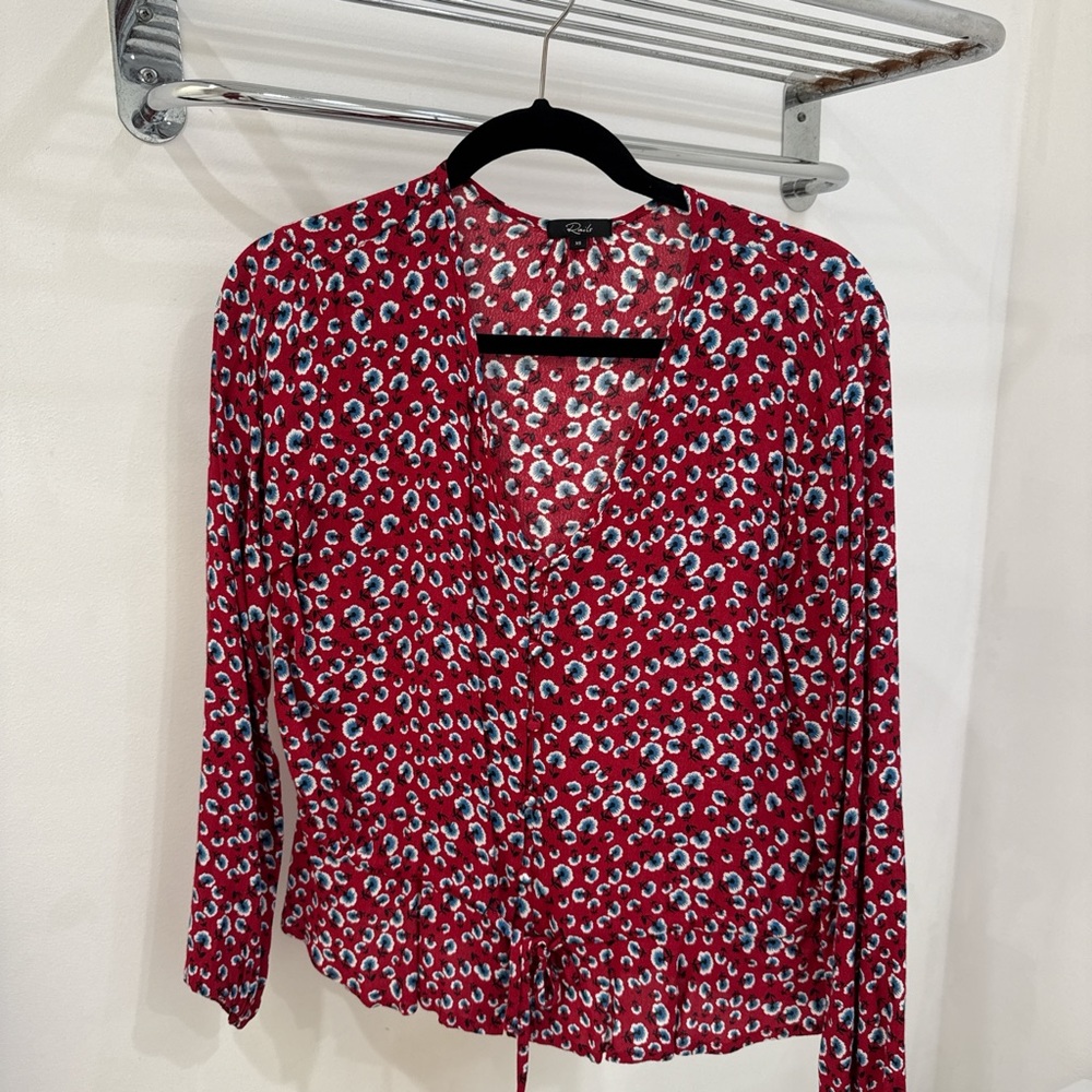 Rails Red and White Patterned Blouse